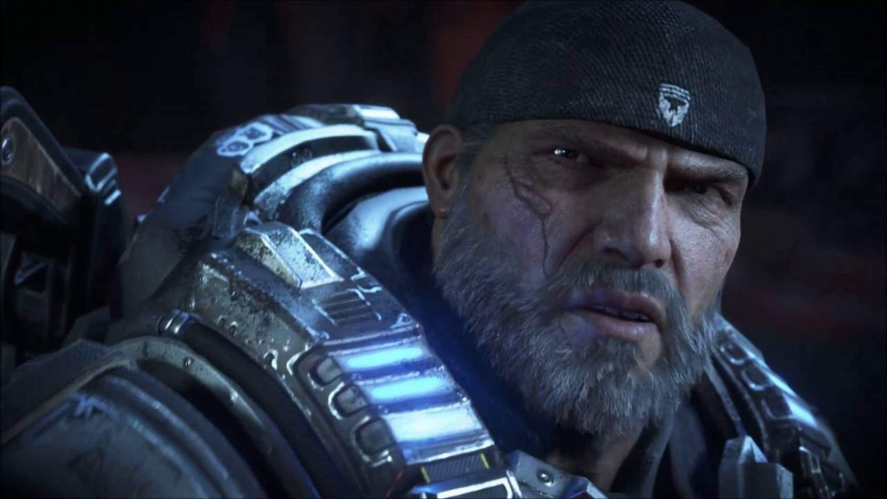 Marcus Fenix looks on