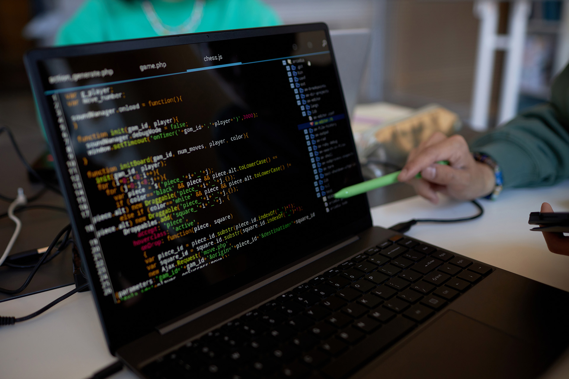 Coding on a laptop screen