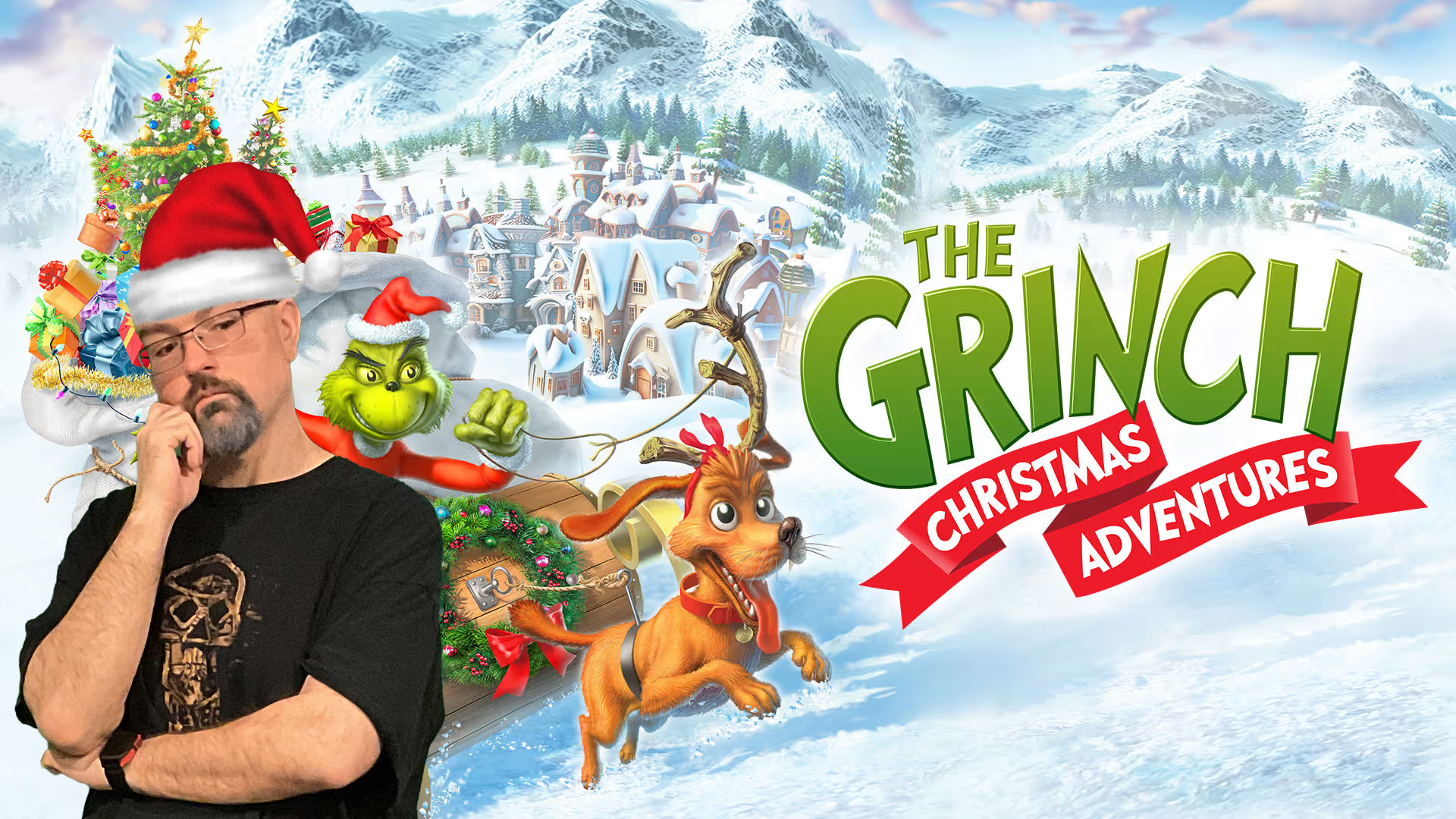 Man in a Santa hat poses with 